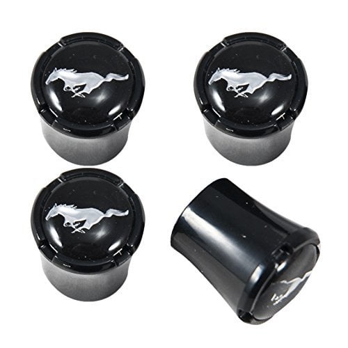 CarBeyondStore Ford Mustang Pony Chrome ABS White Top 5 Tire Stem Valve Caps